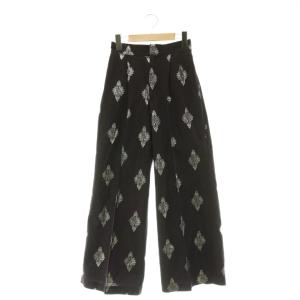 25SS Cotton Linen Foil Print Pants パンツ ワイド タック リネン混
