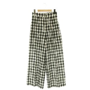 25SS Cotton Linen Foil Print Pants パンツ ワイド ギンガムチェック