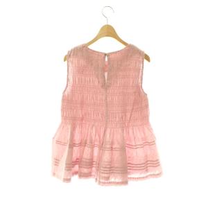 NE QUITTEZ PAS! COTTON DABBY SLEEVELESS ノースリーブブラウス プルオーバー ギャザー フレア ピンク/CX