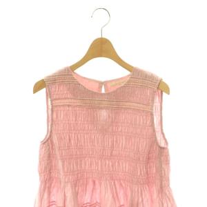 NE QUITTEZ PAS! COTTON DABBY SLEEVELESS ノースリーブブラウス プルオーバー ギャザー フレア ピンク/CX