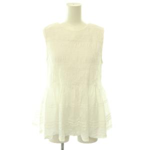 COTTON DABBY SLEEVELESS ノースリーブブラウス レース プルオーバー 白 ホワイト