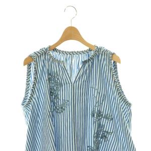 NE QUITTEZ PAS! 25SS COTTON STRIPE IVY FLOWER EMBROIDERY SLEEVELESS