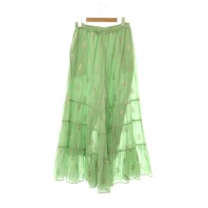 NE QUITTEZ PAS! Cotton Voil Foil Print Pants パンツ イージー フレア ティアード M ライトグリーン