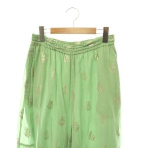 NE QUITTEZ PAS! Cotton Voil Foil Print Pants パンツ イージー フレア ティアード M ライトグリーン