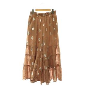 Cotton Voil Foil Print Pants パンツ ワイド 総柄 M ブラウン /HK OS