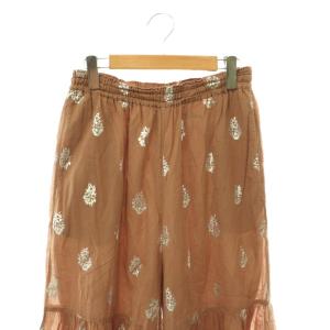 NE QUITTEZ PAS! Cotton Voil Foil Print Pants パンツ ワイド 総柄 M ブラウン /HK OS