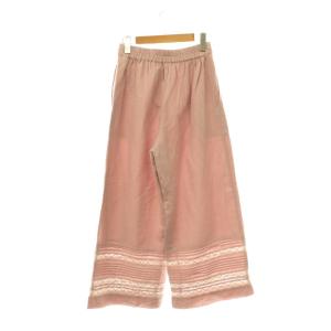 NE QUITTEZ PAS! COTTON LINEN PIN TUCK LACE PANTS パンツ ワイド リネン混 M ピンク