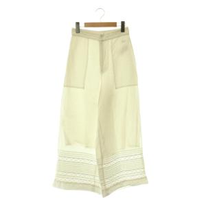 COTTON LINEN PIN TUCK LACE PANTS パンツ ストレート レース M 白 /CX