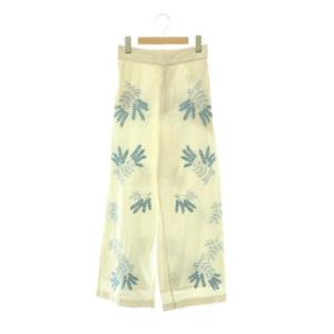 Cotton Linen Plants Embroidery Pants パンツ ストレート 刺繍 S