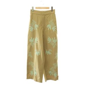 Cotton Linen Plants Embroidery Pants ワイドパンツ 刺繍 リネン混