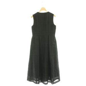 GRACE CONTINENTAL 25AW シャドーチェックワンピース ロング ノースリーブ 36 ブラック /DO OS SH