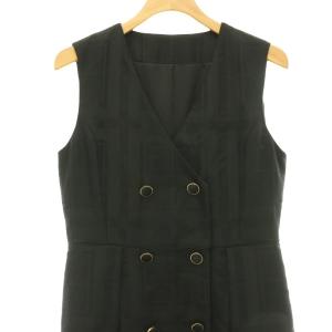 GRACE CONTINENTAL 25AW シャドーチェックワンピース ロング ノースリーブ 36 ブラック /DO OS SH