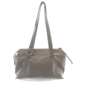 JIL SANDER ネイビー レザー トートバッグ ハンドバッグ 茶色 ブラウン /SR
