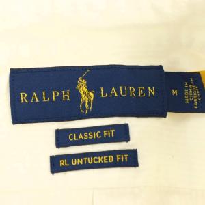 RALPH LAUREN ストライプ 長袖 ボタンダウンシャツ M ホワイト /ES OS