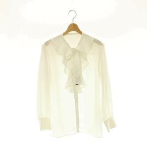 GEORGETTE RUFFLE BLOUSE ラッフルブラウス シャツ 前開き 38 白 BD2321-3C-04