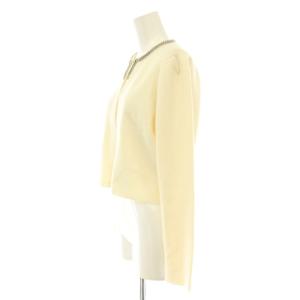 ANAYI 25SS ビジューネックメリノスムース カーディガン ニット 38 アイボリー /ES OS