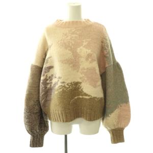 ANDREA ABSTRACT PAINT KNIT ニット セーター 長袖 F ピンク アイボリー /HK