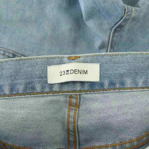 23区 25SS DENIM サマータックワイドパンツ デニム ジーンズ ジップフライ ワンカラー 40 水色