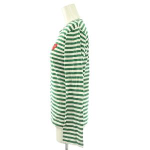 PLAY Comme des Garçons AD2011 長袖カットソー ロゴ M 緑 グリーン 白 ホワイト ボーダー柄 ラウンドネック /BB