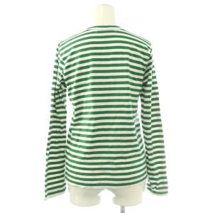 PLAY Comme des Garçons AD2011 長袖カットソー ロゴ M 緑 グリーン 白 ホワイト ボーダー柄 ラウンドネック /BB