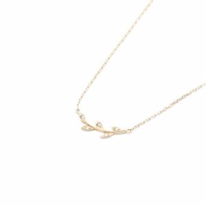 月桂樹 ネックレス K10 ダイヤ0.03ct イエローゴールド