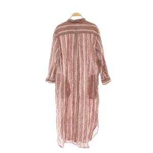 23区 × LIBECO ストライプシャツワンピース リネン 40 レッド マルチカラー /ES OS