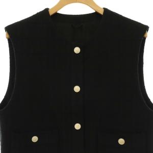 ANAYI 24SS スラブツイードクルージレ ベスト 前開き 38 黒 ブラック 10241710130 /HS
