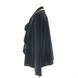 ANAYI 26SS Eternal Line ストレッチクロス配色ボウタイ ブラウス 38 ネイビー