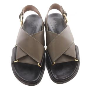MARNI フスベット サンダル ストラップ レザー 37 グレージュ /SR