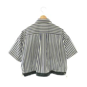 sacai ×THOMAS MASON 24SS ストライプシャツ 1 ネイビー ホワイト