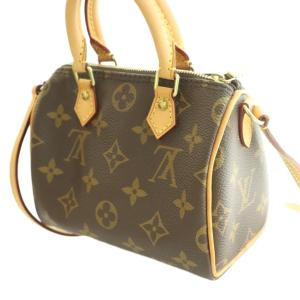LOUIS VUITTON モノグラム ナノ スピーディ 2WAY ハンドバッグ ブラウン M61252