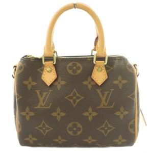 LOUIS VUITTON モノグラム ナノ スピーディ 2WAY ハンドバッグ ブラウン M61252