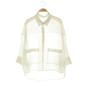 24AW コクーンシルエットシャツ ブラウス シアー 36 白 ホワイト /CX OS SH