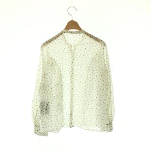 ANAYI 24SS フリル スタンドカラー ブラウス シャツ ドット 水玉 36 ホワイト ブラック /ES OS