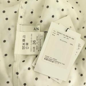 ANAYI 24SS フリル スタンドカラー ブラウス シャツ ドット 水玉 36 ホワイト ブラック /ES OS