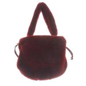 BOTTEGA VENETA バルブミディアム ファーバッグ レッド