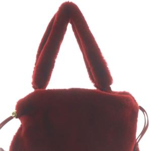BOTTEGA VENETA バルブミディアム ファーバッグ レッド