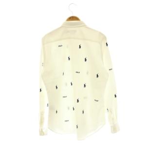 POLO RALPH LAUREN PPLO GEORGIA CLASSIC LONG SLEEVE SHIRT シャツ 総柄 刺繍 M ホワイト