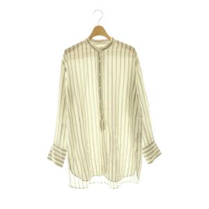IENA 25AW リヨセルストライプバンドカラーシャツ ブラウス ベージュ 茶 ブラウン /CX OS