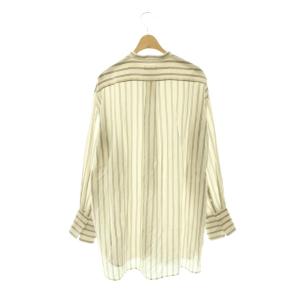 IENA 25AW リヨセルストライプバンドカラーシャツ ブラウス ベージュ 茶 ブラウン /CX OS