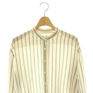 IENA 25AW リヨセルストライプバンドカラーシャツ ブラウス ベージュ 茶 ブラウン /CX OS