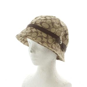 シグネチャー ハット バケットハット 帽子 M/L ベージュ 茶 ブラウン リボン飾り シグネチャー柄