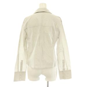 SNIDEL 25SS リボンワンポイントロゴシャツ ブラウス ストライプ 長袖 F グレー /HS OS