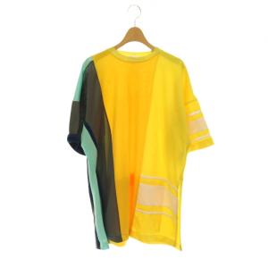 リメイクライク イージーケア ドッキングTシャツ カットソー オーバーサイズ M イエロー マルチカラー