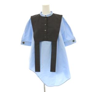 24SS VEST-LAYERED TOPS 38 ライトブルー ダークグレー