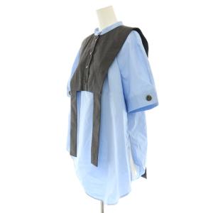 ENFOLD 24SS VEST-LAYERED TOPS 38 ライトブルー ダークグレー