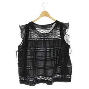 ISABEL MARANT ETOILE レース切り替え フリル ノースリーブブラウス プルオーバー 36 黒 ブラック /HS OS