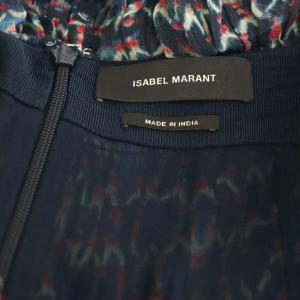 ISABEL MARANT シルク 総柄 ミニスカート フレア シアー 36 ネイビー マルチカラー /CX SH