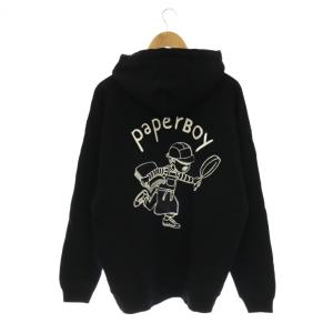 BEAMS × ペーパーボーイ PAPERBOY フーディ スウェット 長袖 パカー M ブラック ホワイト /DO