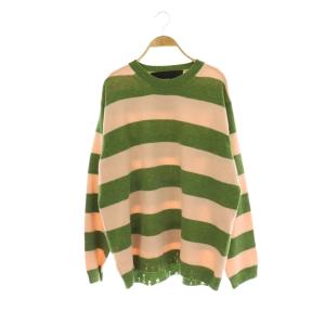 THE GRUNGE SWEATER セーター ニット 長袖 ボーダー ウール L ピンク グリーン /DO